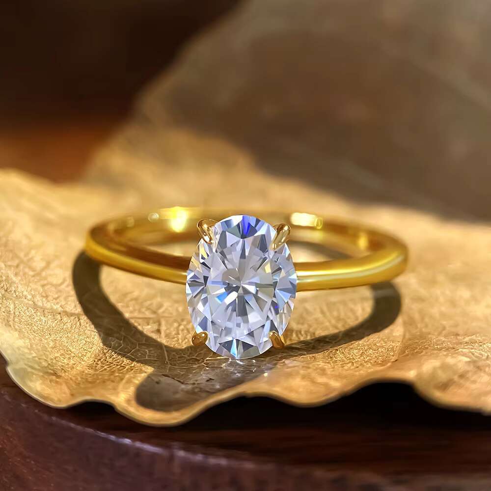 In Stock 925 Sterling Silver Wedding Ring VVS Oval Cut D Color Moissanite Diamond Engagement Ring