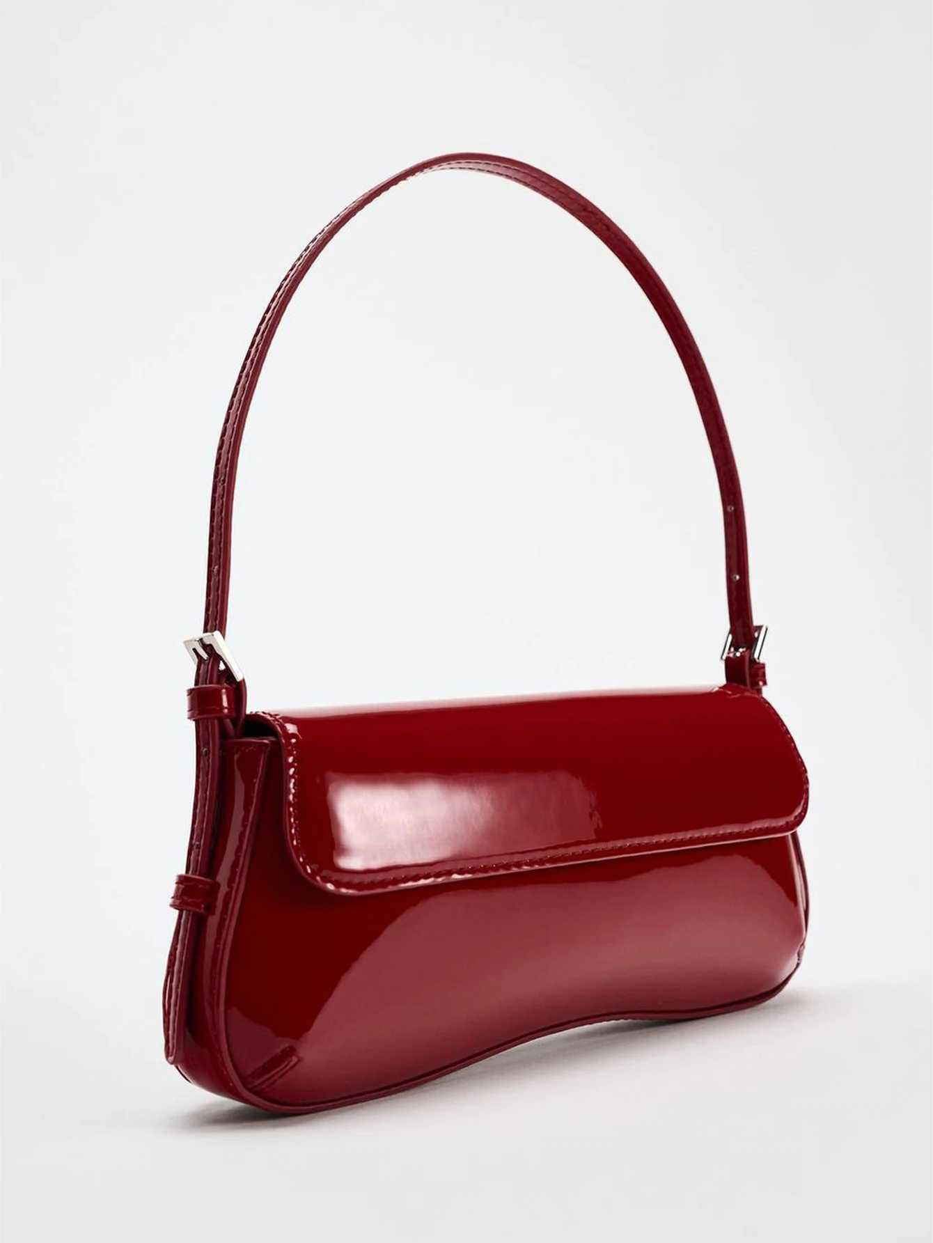 Red Baguette Underarm Bag New Fall 2024 Fashion Simple Commuter Clamshell Vintage Shoulder Bag Y250603