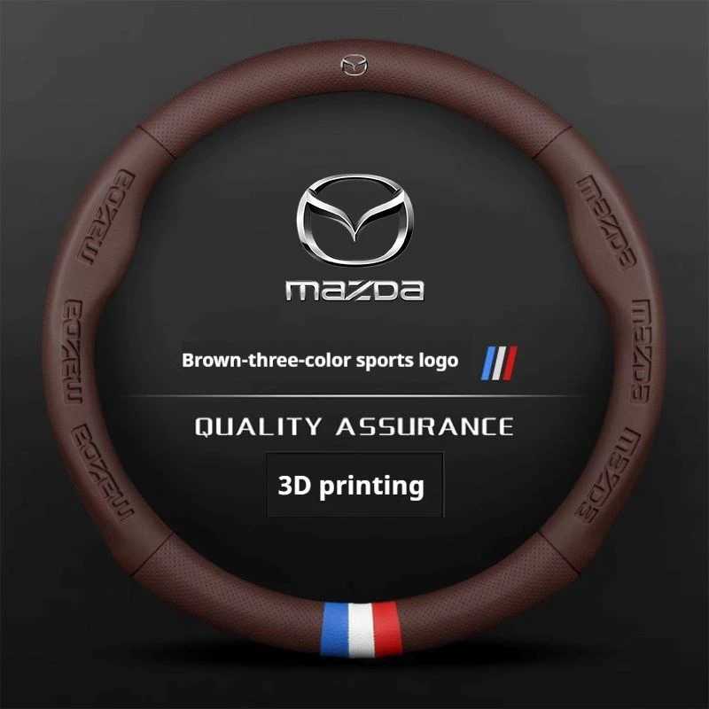 Leathe Car Steering Wheel Cover For Mazda 3 5 6 SKYACTIV Axela Atenza CX30 CX5 CX8 CX9 MX5 RX8 RX7 BT50 Accessories R250603