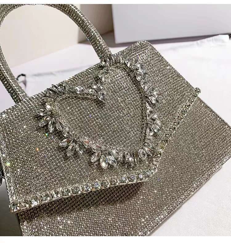 Wedding Party Clutch Purse Designer Glitter Shiny Rhinestones Dia Evening Women Handbag Shoulder Messenger Bag