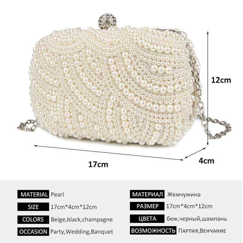 Women Pearl Clutch Purse Ladies white Hand Evening Bags for Party Wedding black Shoulder Bag Bolsa Feminina