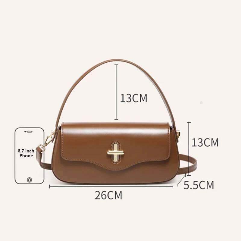 2025 New Genuine Leather Women's Stick Senior Designer Shoulder Bag Fashion Handbag Commuter
