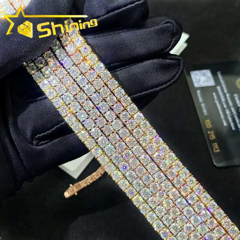 Trendy Hip Hop Jewelry 925 Silver Moissanite Chain 4MM Moissanite Tennis Necklace