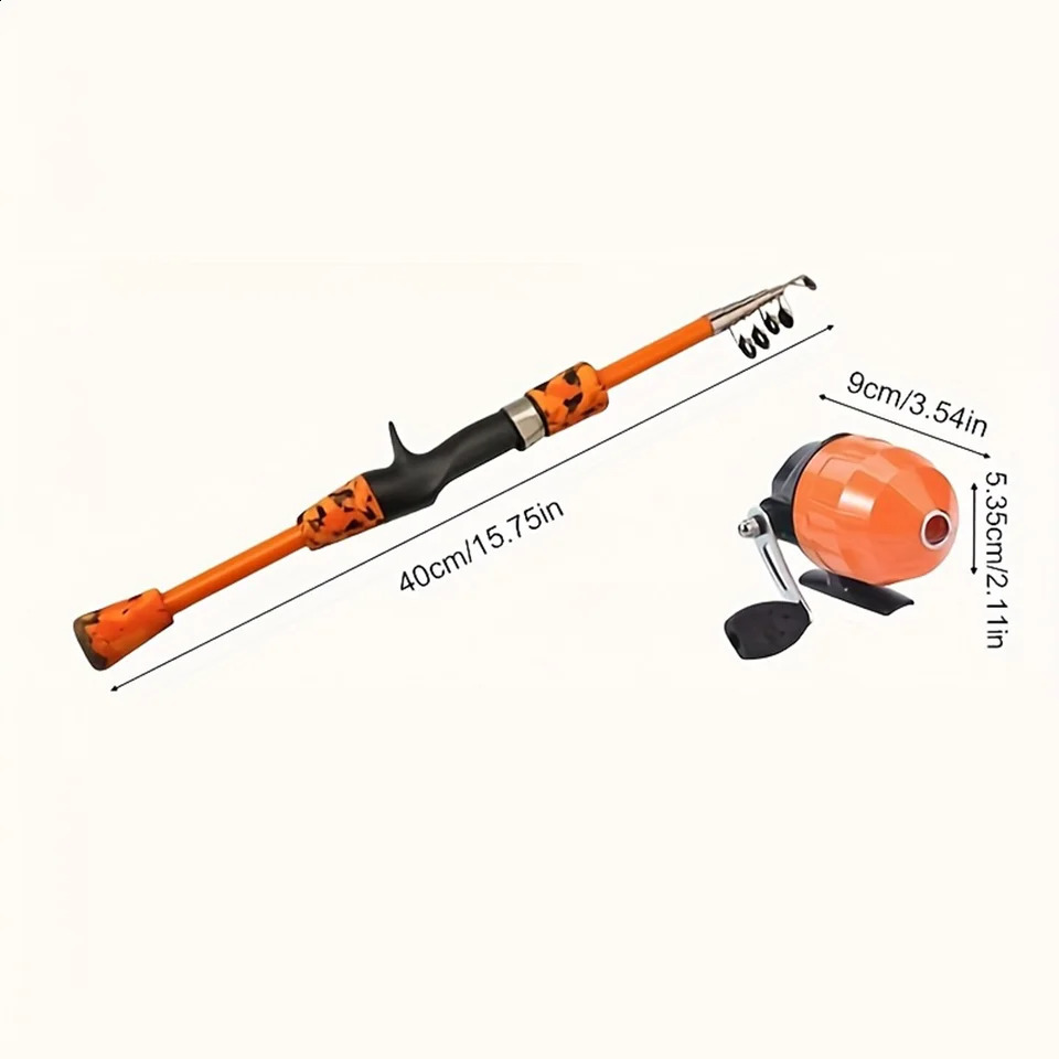 15M Portable telescopic camouflage childrens fishing rod with rotating adjustment throwing outdoor tools 250530