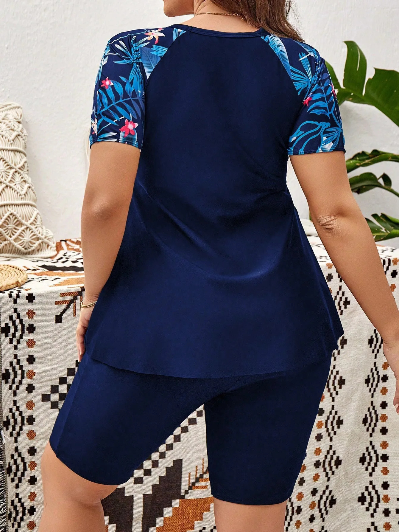 Plus Size Swimsuits Woman 2024 TwoPiece Surf Swimwears Sports Beachwear High Waist Bathing Suit Pool Womens Swimming 250528Z