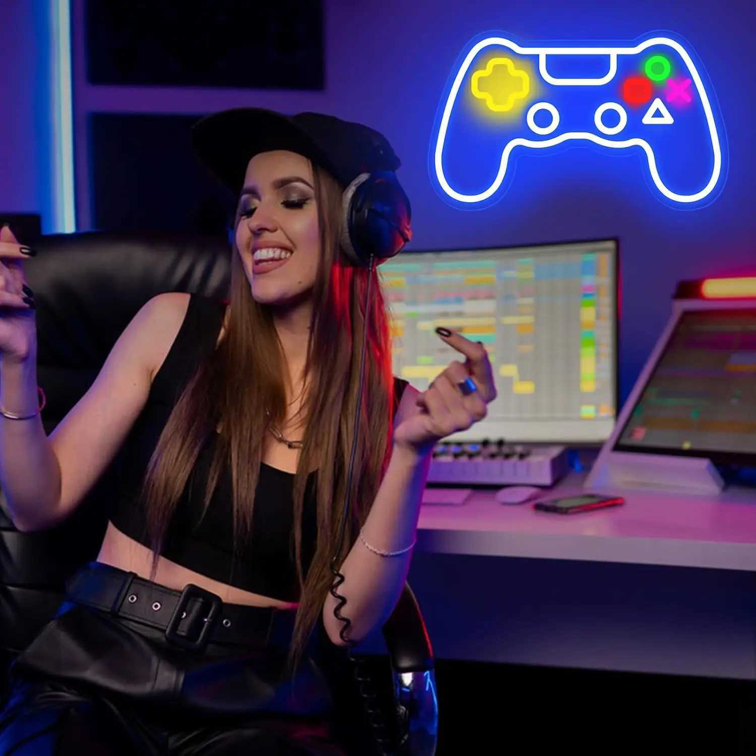 Gamer Neon Gamepad Shape Neon Gaming Sign for Boys Room Dimmable LED Game Controller Neon USB Powered Colored Room Decoration XJ250602