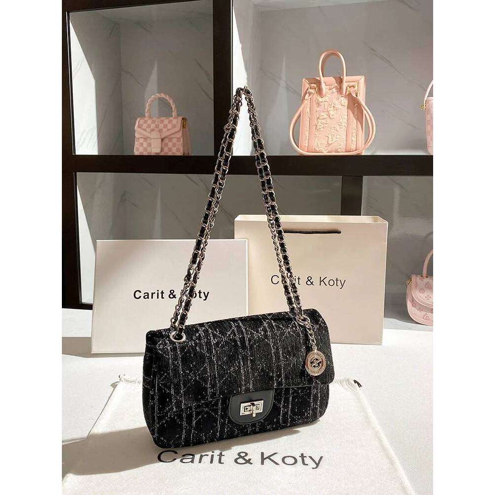 Vintage New Fashion Chain Square With Plaid Design Sequin Women's Portable And Trendy Shoulder Crossbody Bag
