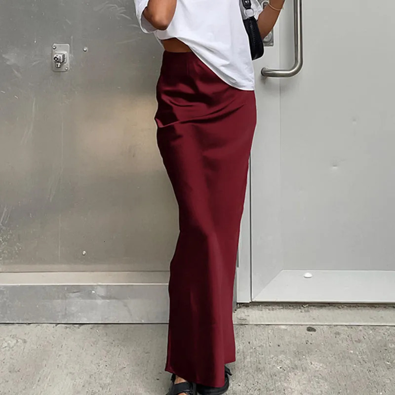 Early Spring Commuting Style Solid Color Satin Half-length Skirt Elegant And Beautiful Street Fashion Lady High Waist Skirt 250603