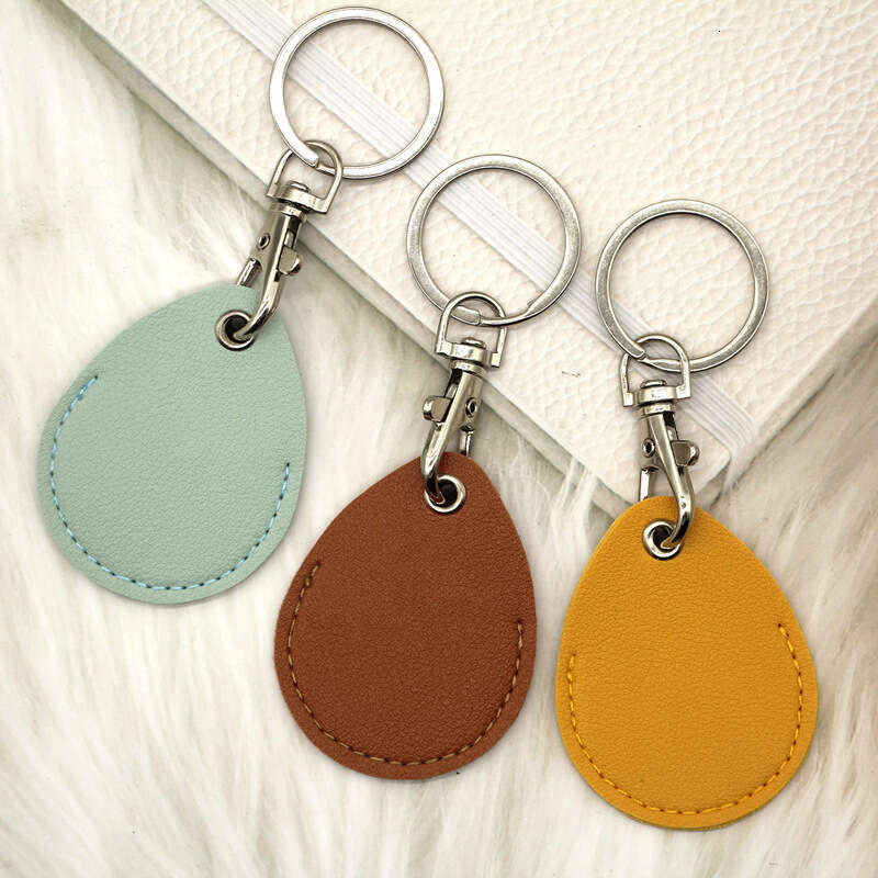 Control Rectangular Water Drop Shape Keychain Community Access Protector Square Elevator Leather Card Holder