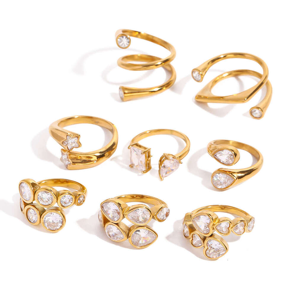 Wanxing Zircon Open for Women Titanium Steel Non-Fading INS Style Simple Light Luxury Stackable Ring
