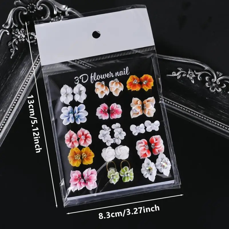 30Pcs 3D Handmade Acrylic Carved Flower Nail Art Charms Pearl Rhinestone Sculpted Floral Jewelry Cherry Blossom Nail Supplies 250528