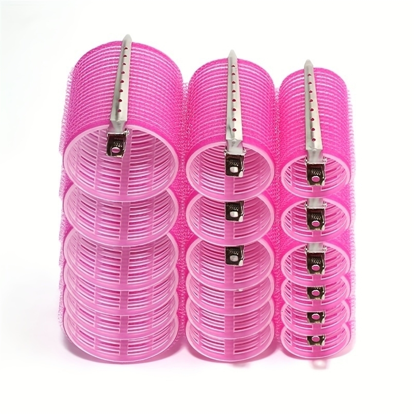 28pcs/Set Hair Roller Sets 18pcs Plastic Self Grip Hair Curlers 3 Sizes Hair Rollers 10pcs Metal Clips DIY Hairdressing Tools 250603ww