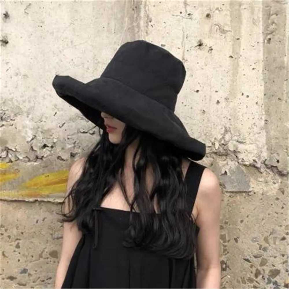 Wide Brim UPF 50+ Sun Hat for Women Anti-UV Protection Hiking Fisherman Cap Foldable Summer Solid Beach Hat 2025 Sun Hat W250602
