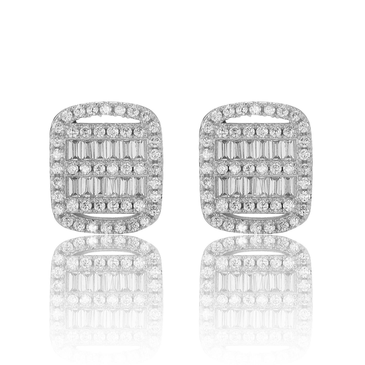 Square earrings for men S925 silver needle T square Moissanite square earrings for personalized hip-hop mens earrings Mozambique earrings