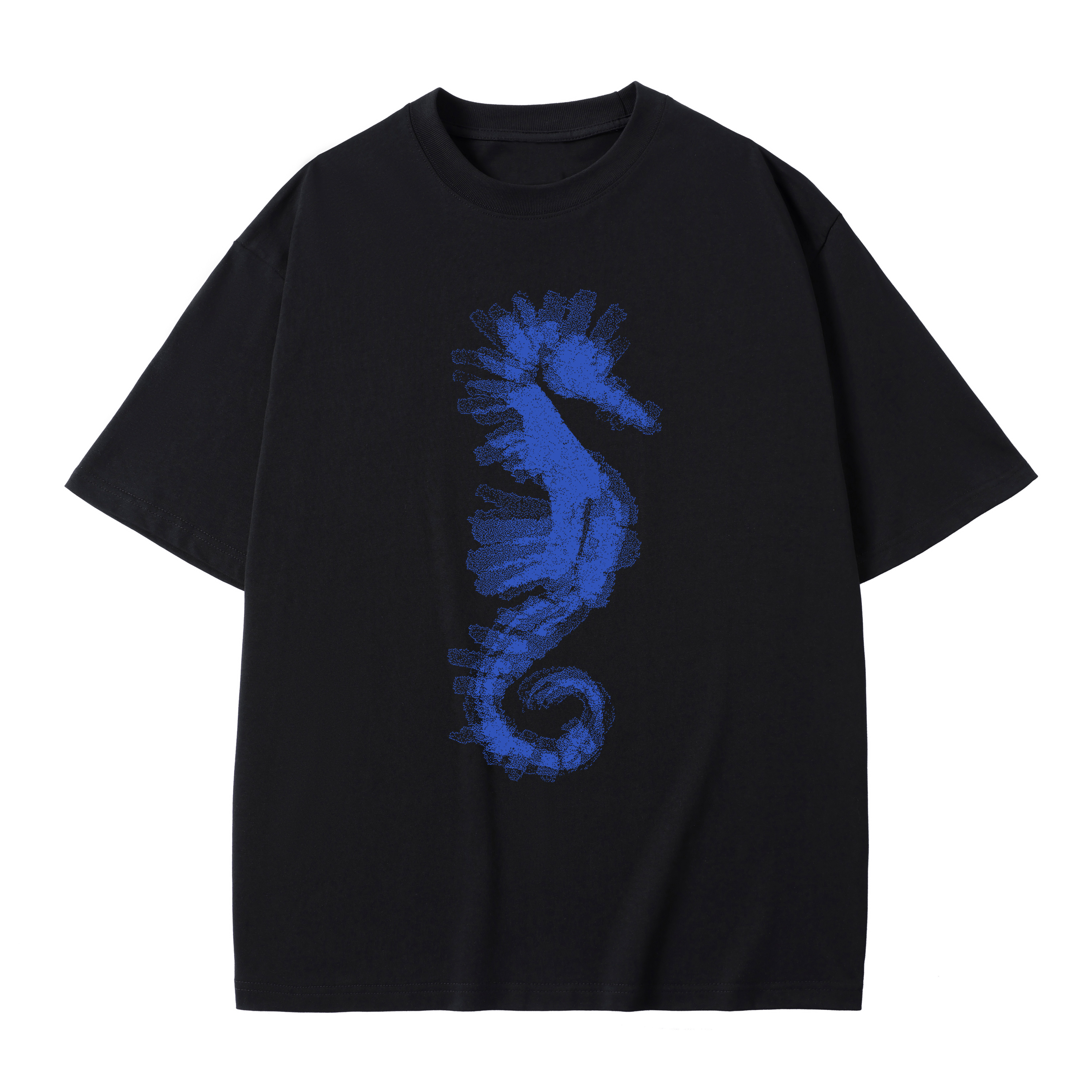 T-shirt men's top designer cotton T-shirt Blue seahorse short sleeved clothing high-quality fashionable T-shirt