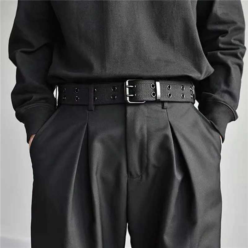 Wide Canvas Double Grommet Hole Buckle Belt Female Male Webbing Fashion Casual Designer Unisex High QualityXJ250602