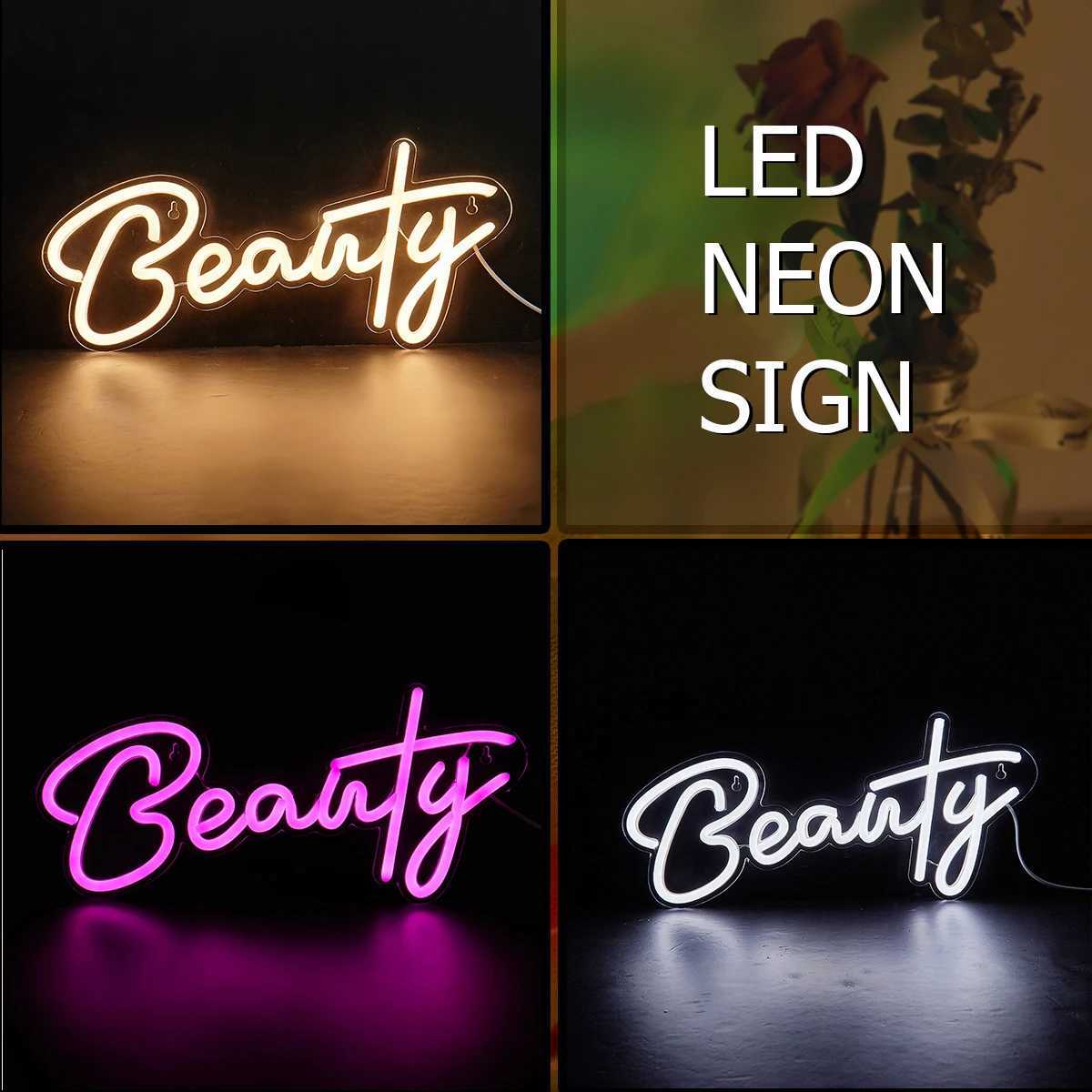 Chi-buy LED Neon Beauty USB Powered Neon Signs Night Light 3D Wall Art Game Room Bedroom Living Room Decor Lamp Signs XJ250602