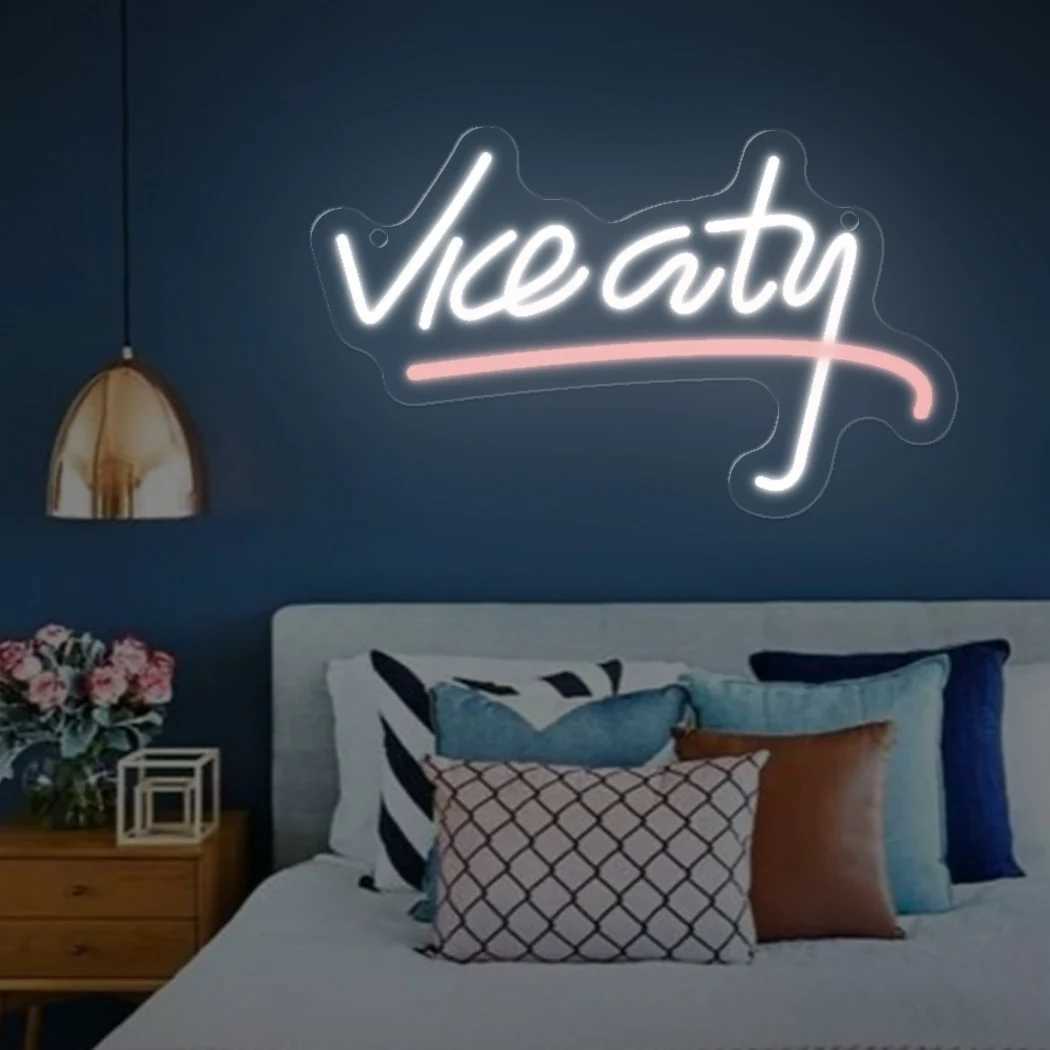 Vice City Neon Sign LED Light for Bar Cafe Home Room Shop Club Hanging Wall Decoration Birthday Gift USB Powered Night Lamp XJ250602