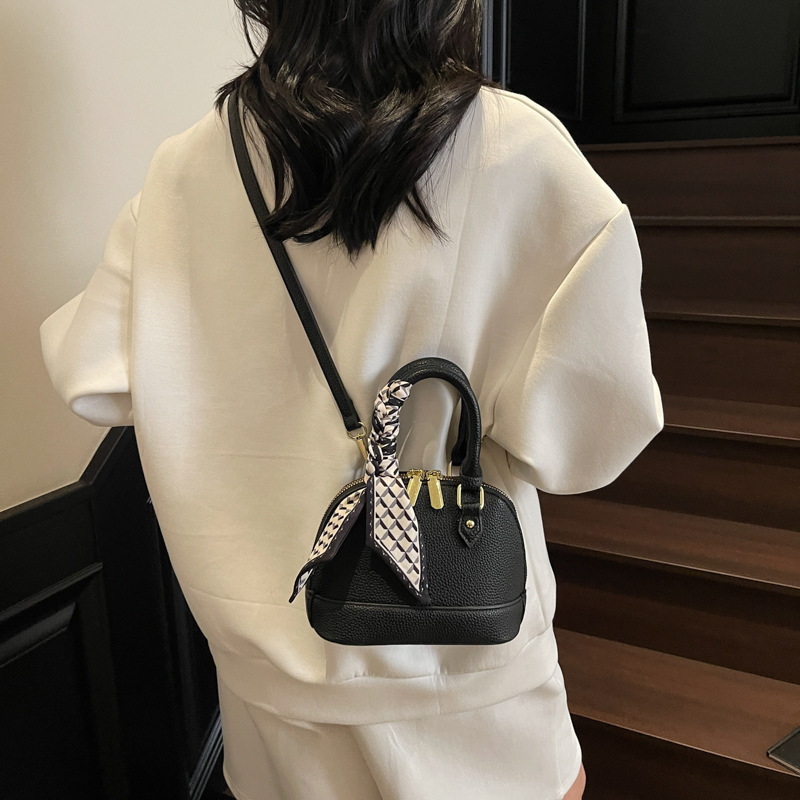 designer Lychee Pattern Scarf Handbag Shell Bag for Women 2025 Spring Summer New Fashionable Daily Commuter Shoulder Crossbody Bag