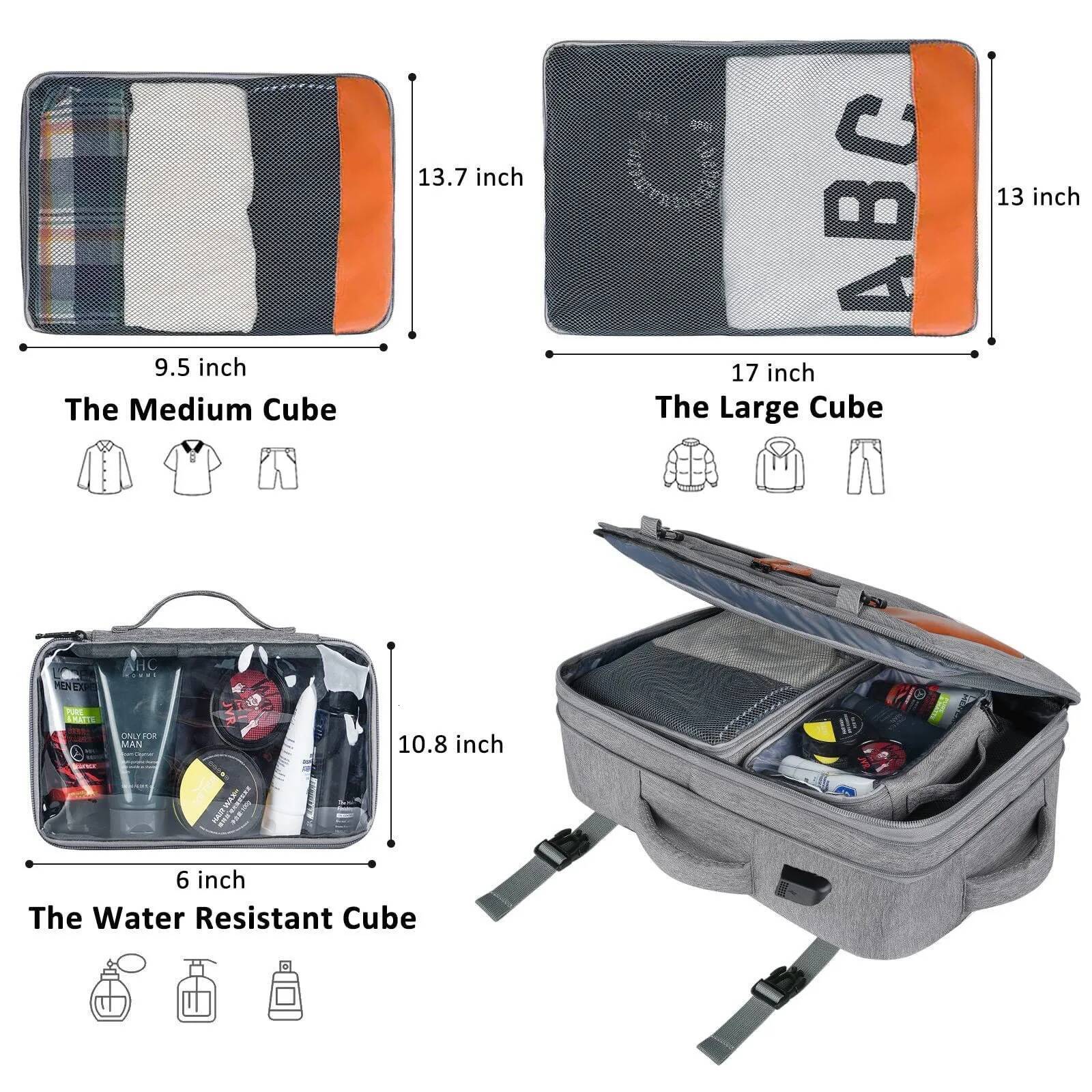 Capacity Travel Expandable Large Suitcase Backpacks With 4 Packing Cubes Water Resistant Lage Daypack Backpack Mochila