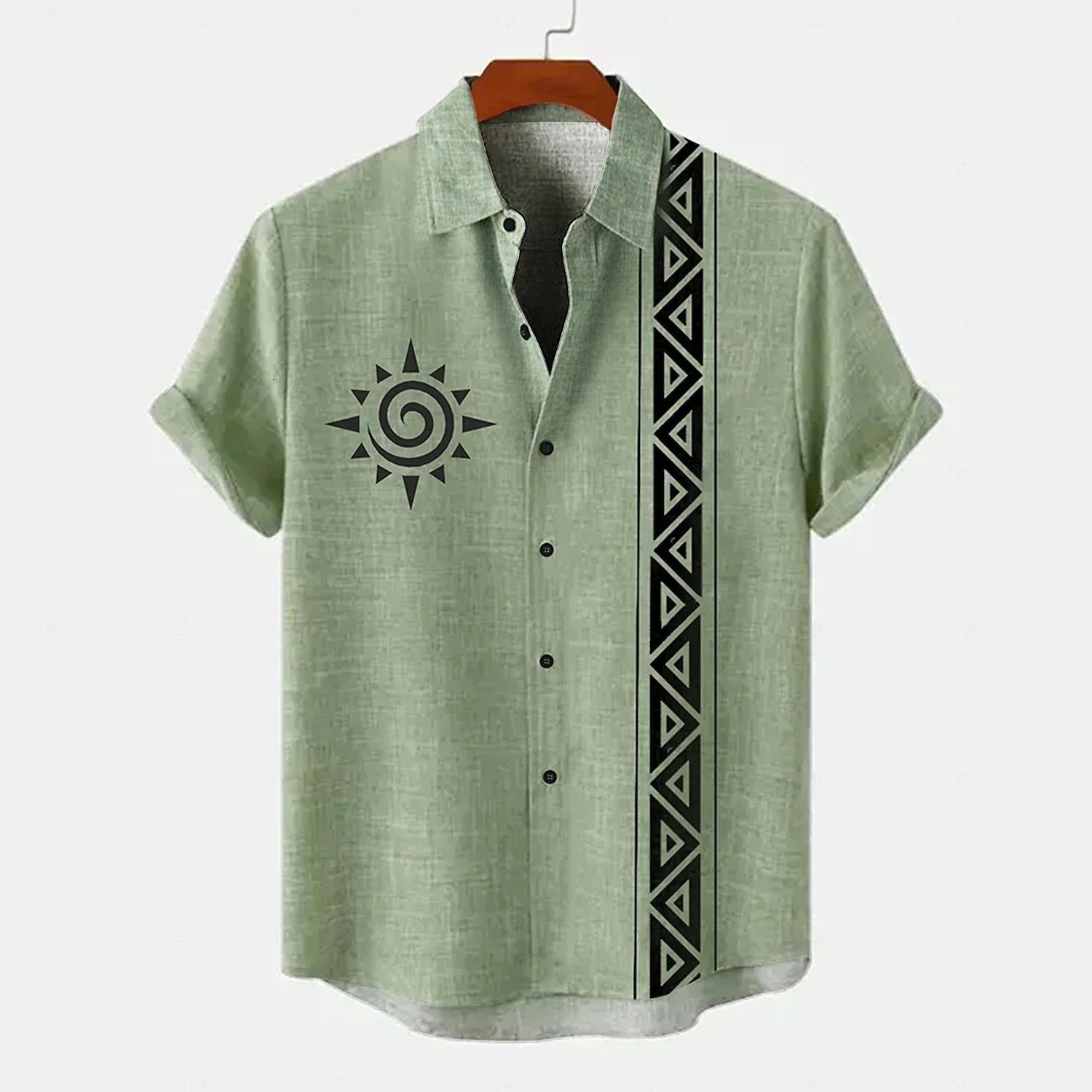 Vintage Mens Shirt Ethnic Pattern Printed Short Sleeve Lapel Shirt Summer Fashion Casual Street Mens Lapel Top Large Size Comf 250603