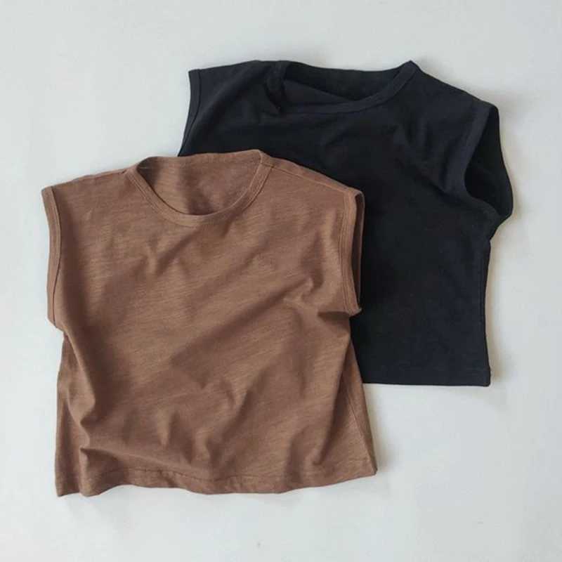 2025 Summer Infant Kids Tank Vest Solid Cotton Sleeveless Boys Girls T-shirt Children Outfits Top Clothes For Toddler Baby Tees T250603