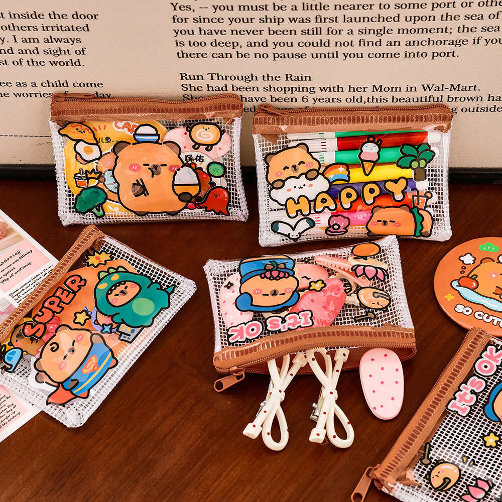 Kapibala Coin Purse Cartoon Cute Transparent Makeup Portable Earphone Card Storage Key Bag