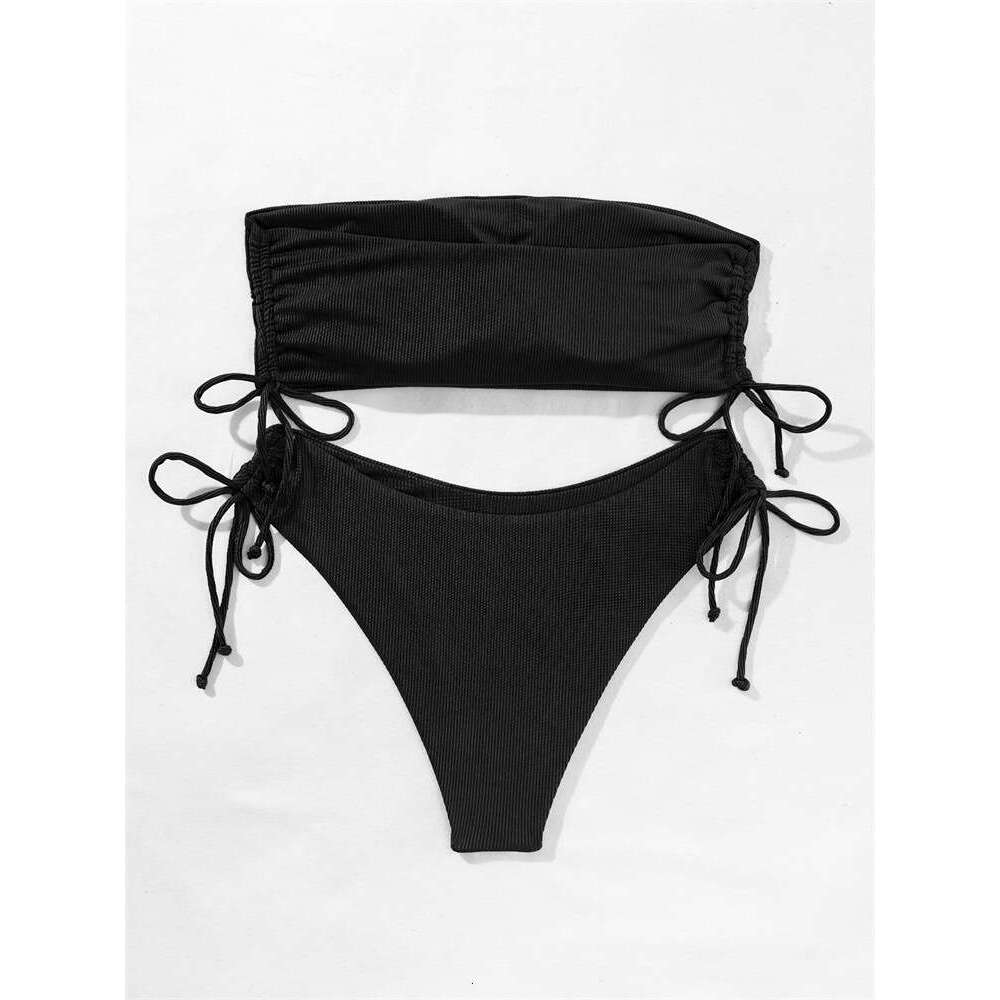 Swimsuit Designers Bikini Triangl Bikini Solid Color Strapless Bikini for Women Sexy Tight Tie Backless Hot Selling Two-piece Swimsuit New Product New