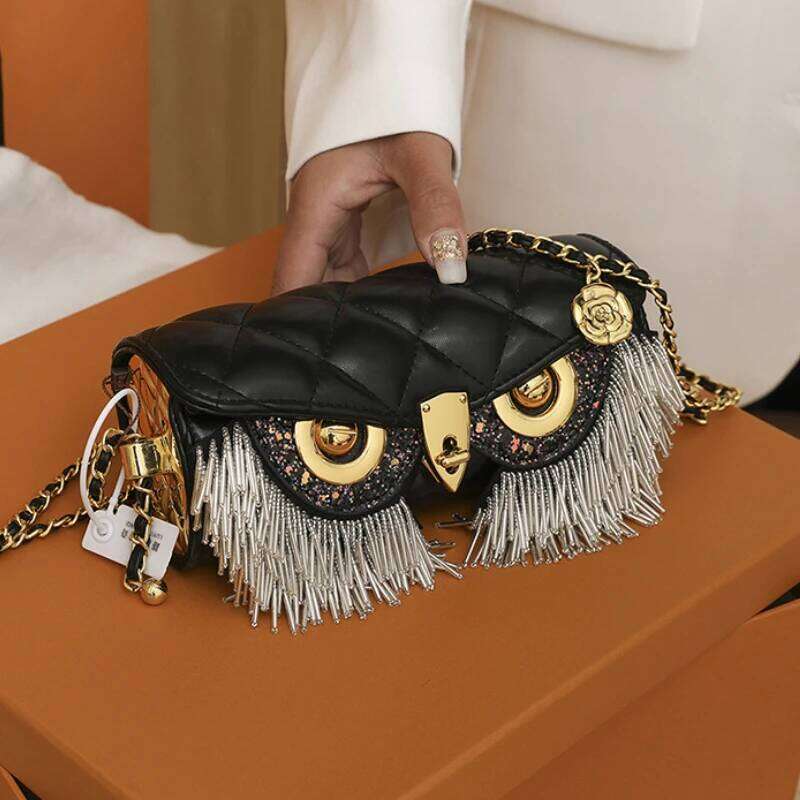Cute Owl Bags for Women 2024 New Designer Handbag Fashion Tassel Crossbody Leather Animal Print Shoulder Bag Woman
