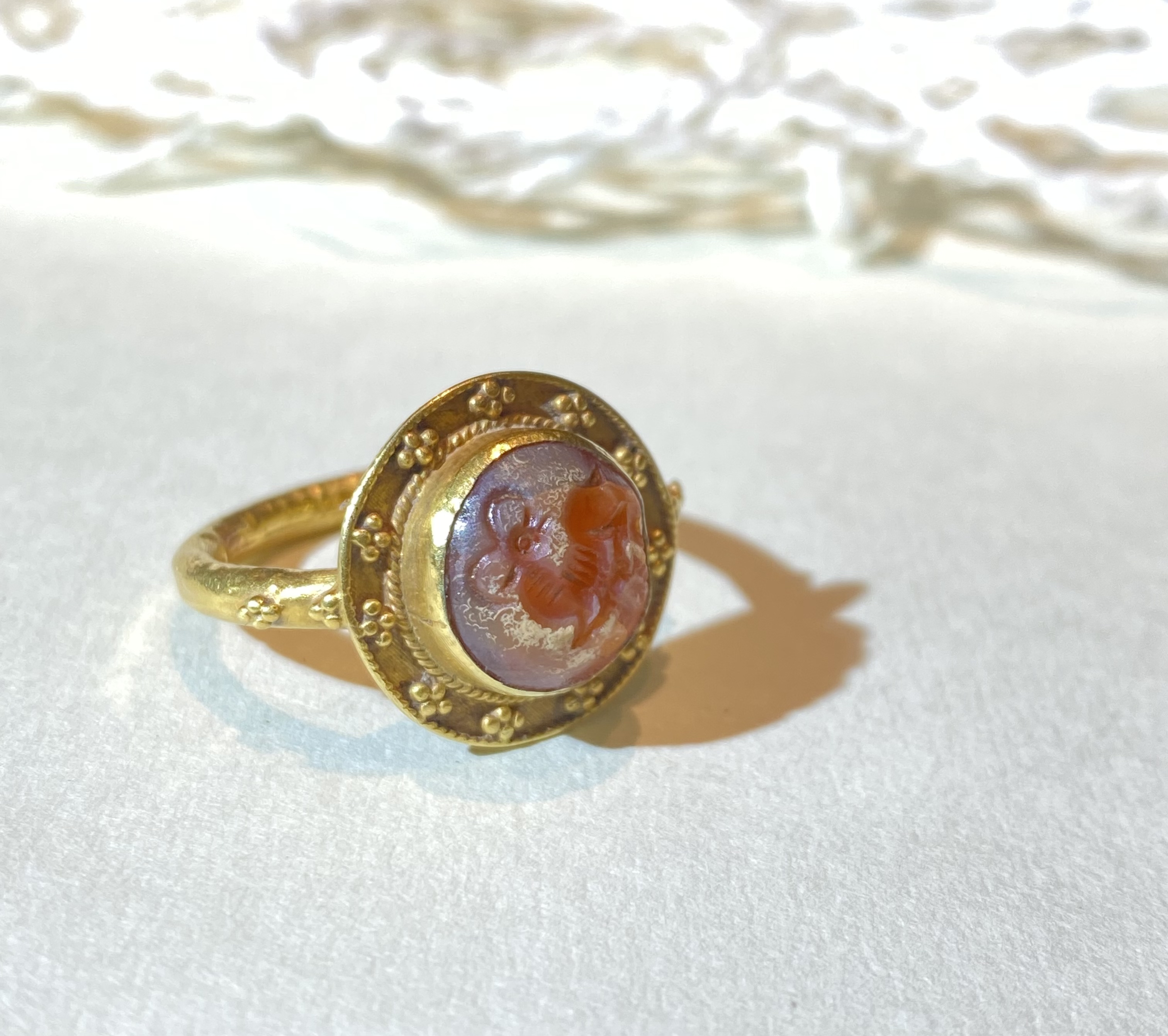Sassanian Era Antiquity Signet Ring with Historical Symbolism