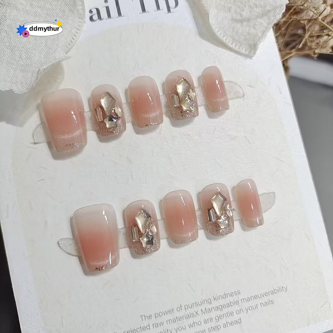 Wearable Nails 10 Pieces S198 Senna Dusk Ladder/Short Short Ladder Pure Desire Gentle Cat Eye Laser Drill Nail Art Finished Products ddmythur