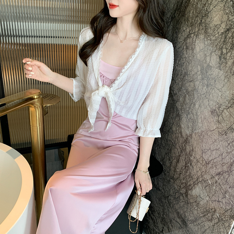 K910 Small shawl jacket for women 2024 spring and summer new small vest versatile chiffon sun protection clothes ultra-thin short exterior cardigan