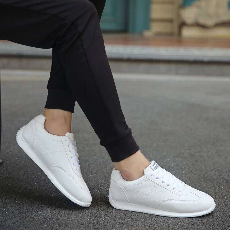 QZHSMY Leather Shoes Trend Casual Shoe Italian Breathable Leisure Male Sneakers Non-slip Footwear White Men Loafers