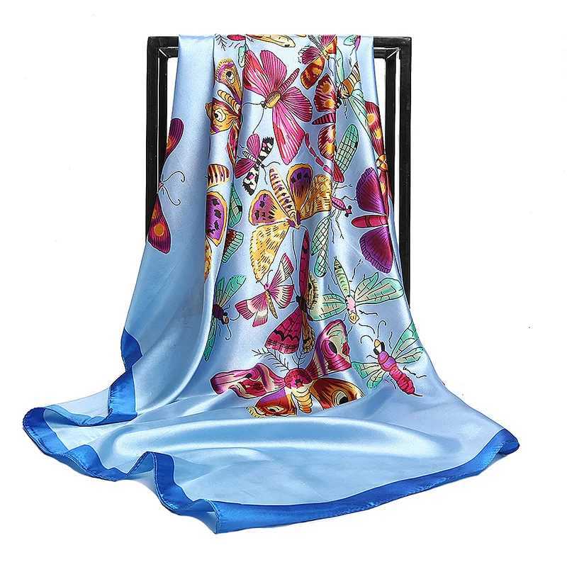 Women Square Silk Scarf 90*90 Satin Spring Summer Scarves Headscarf Luxury Brand Ladies Beach Shawls Wrap Bandana Female Foulard W250602