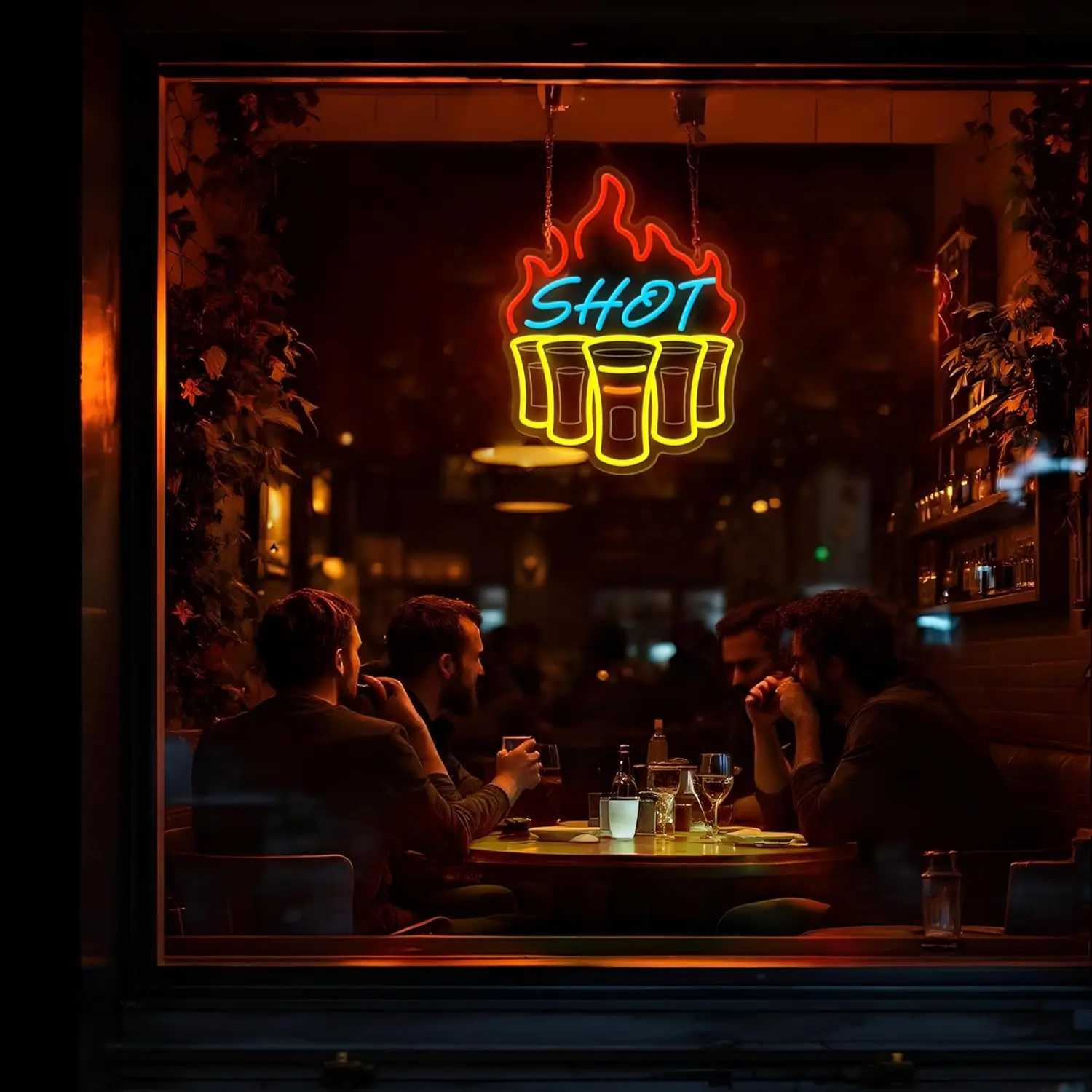 Shot Neon Sign for Wall Decor USB Dimmable LED Neon Lights for Home Bar Pub Club Bistro Man Cave Restaurant Party Decor Gift XJ250602