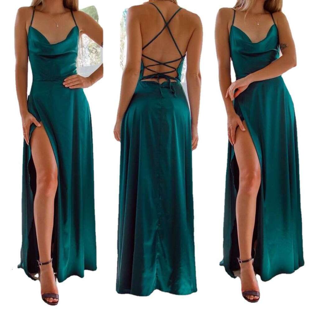 European and American Women's Sexy Slimming Backless Suspender Waist Cinching Dress Long Skirt 2025 New Casual Fashion Trend Clothing