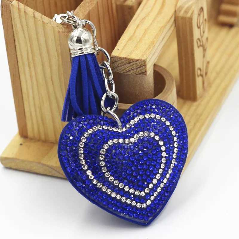 Gorgeous Red Rhinestone - Encrusted Heart Keychain with Stylish Tassel XJ250602