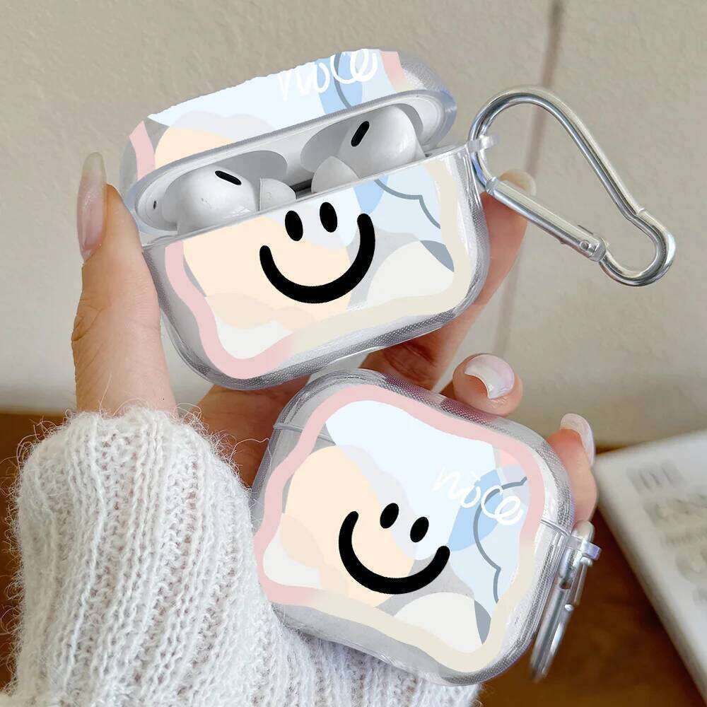 Morandi Color Smiley Face Cute Cartoon TPU Soft Cover For 1 2 3 4 Pro Headphone Protective Case