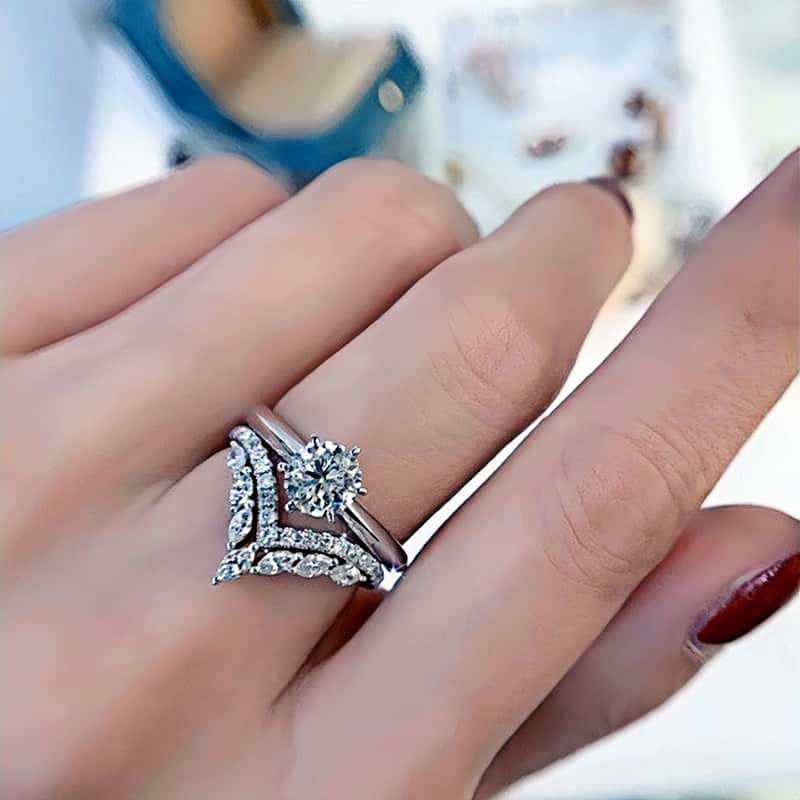 2*4 Maquise V-band ring S925 sterling silver Simple fashionable hot-selling star can be worn individually or together, making your ring finger look ev