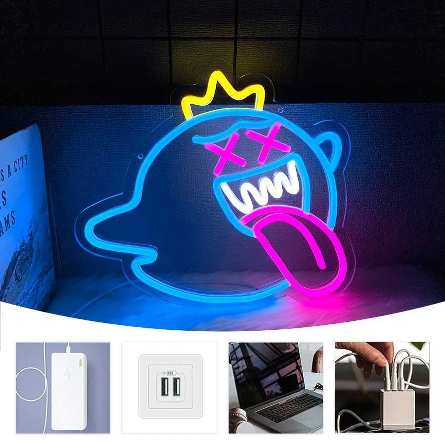 Ghost Led Neon Sign Retro Arcade Wall Aesthetic Operation Light Usb Powered Used For Bar Club Game Room Family Party Decor XJ250602