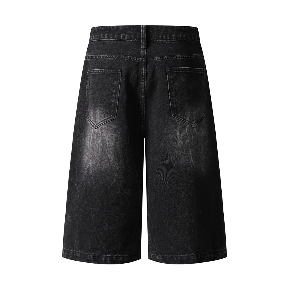 Mens Ripped Denim Shorts Summer Vintage Distressed Hole Cropped Pant Harajuku Streetwear Cargo Short Pants Y2K Black 250529