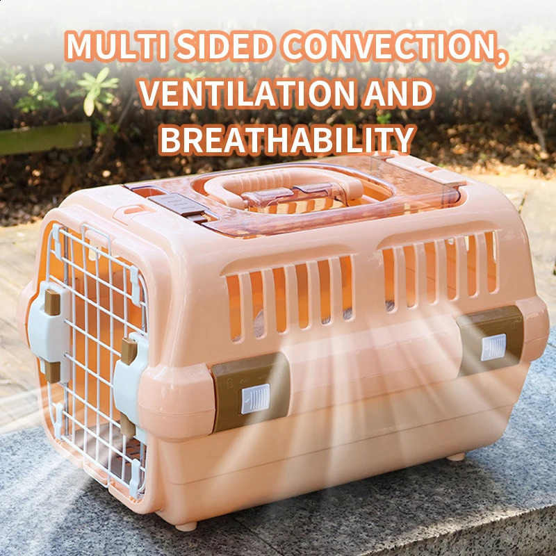Outdoor Portable Cat Box Large Capacity Pet Aviation Box Cats Transport Cage Breathable Solid For Dog Cat 250526