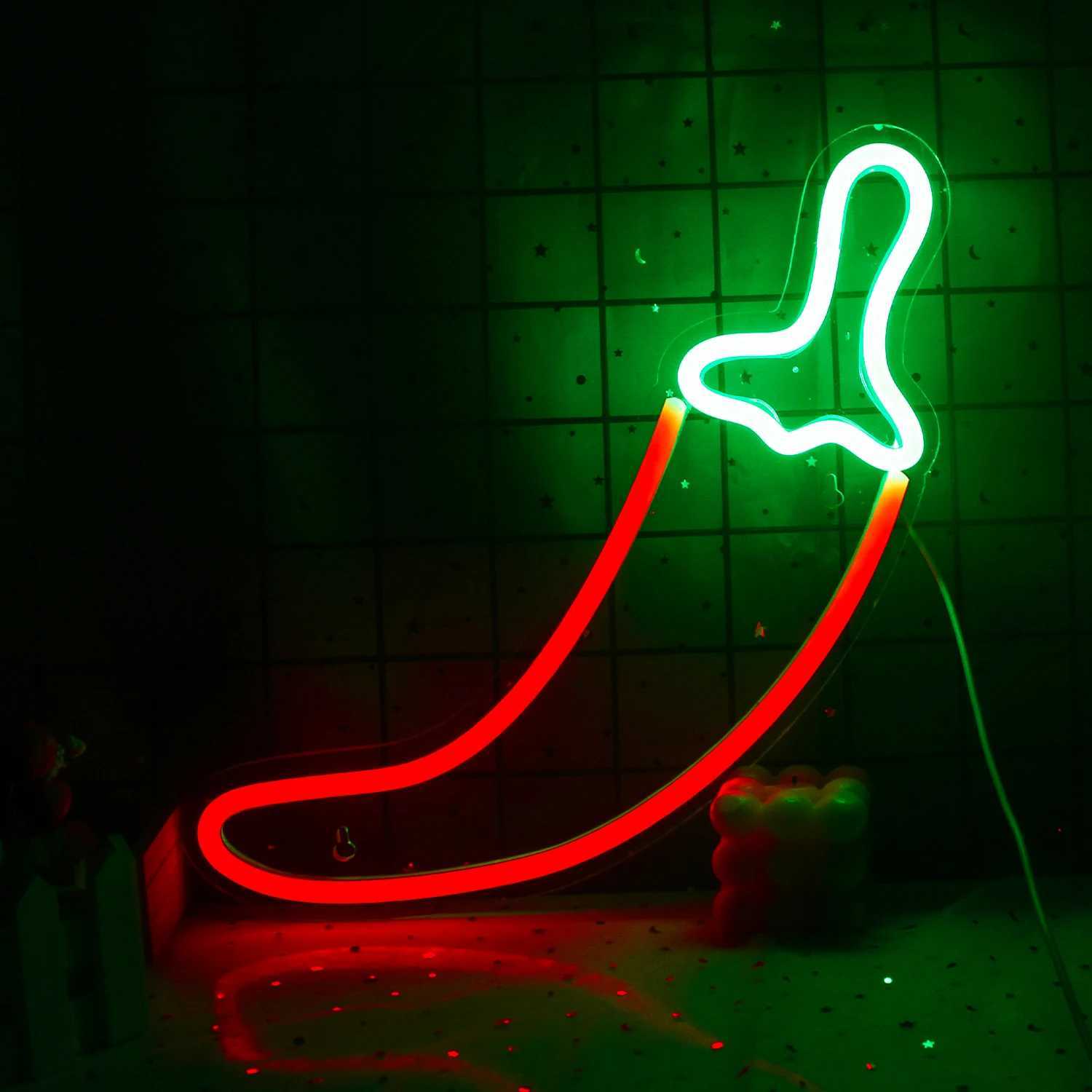 Ineonlife Neon Sign LED Light Chili Tomato Eggplant Carrot Acrylic Wall Bar Party Office Room Bedroom Kitchen Vegetable Decoration XJ250602