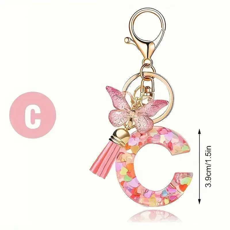 Fashion DIY A-Z Letters keychain Metal Holder Pendent Key Chain Women Car Key Ring Simple Letter Name Key Party Gift JewelryXJ250602