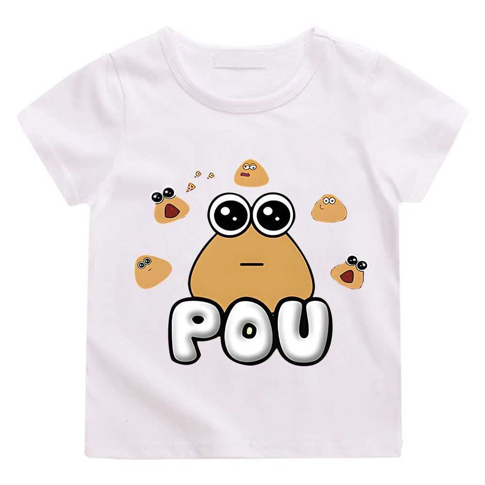 POU Cute Print Anime T-shirts Kids Cartoon Manga Tshirt Kawaii Comic 100% Cotton Short Sleeve Boys/Girl T Shirt Teens T-shirts T250603
