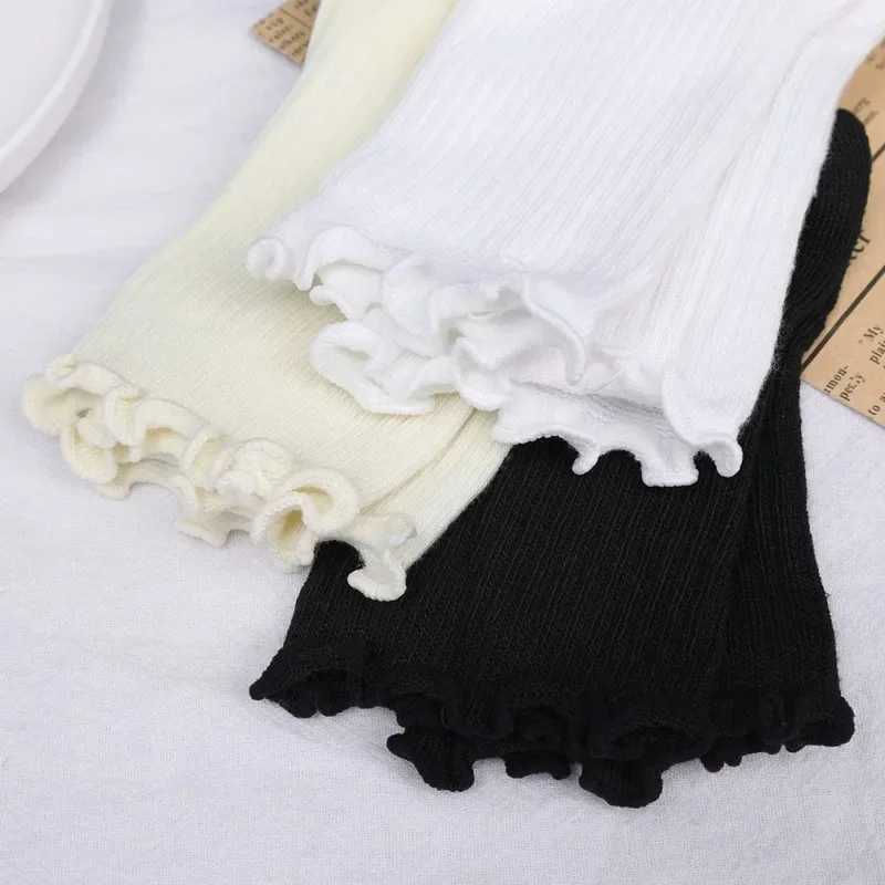 1/2/3pairs Cotton Ruffles Ankle Socks Women Lolita Cute Kawaii Korean Stocking Girl Spring Black White Middle Tube Japanese Socks T250602