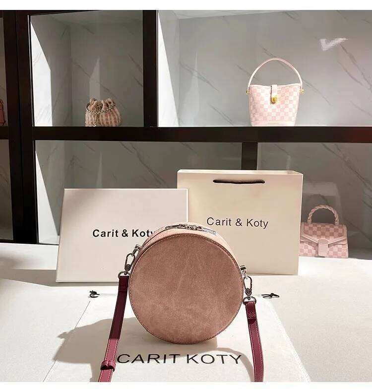 Fashion Cute Bow Knot Circular High Quality Clutch Purse Textured Leather Women Handbag Female Shoulder Messenger Bag