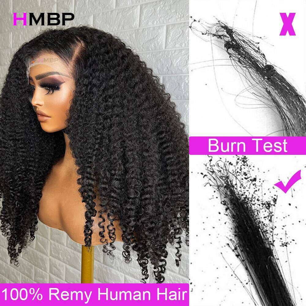 250 Density 13x6 HD Lace Frontal Wig Kinky Curly Glueless Preplucked Ready To Go Brazilian Wigs 100 % Remy Human Hair