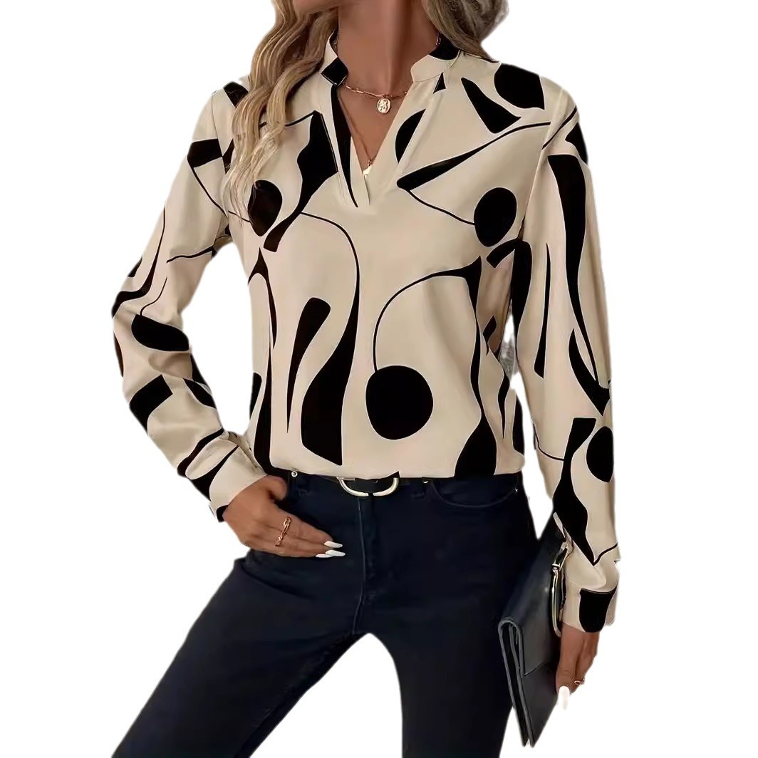 women's wear 2024 Women's New Tops Geometric Print Shirt