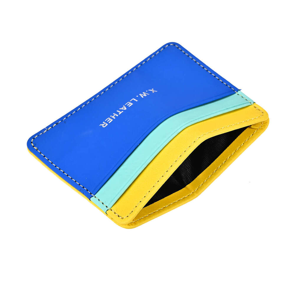 New Multi-Card Slot RFID PU Leather Multiple Colors Craft Large Capacity Storage ID Color-Block Card Holder
